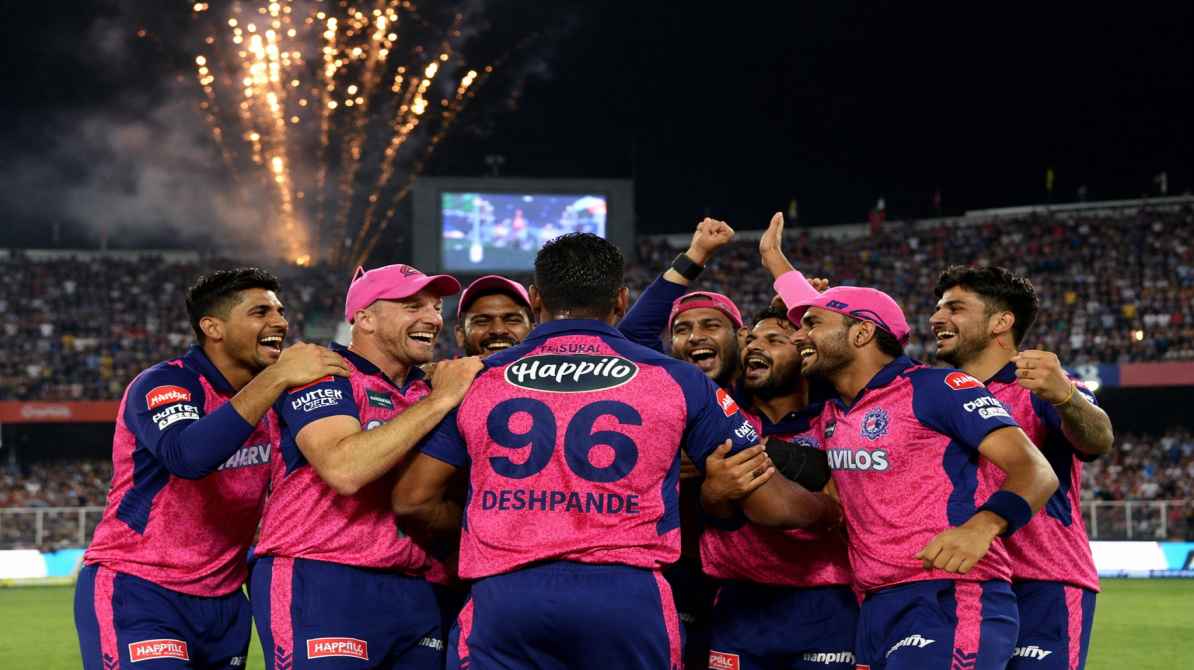 राजस्थान रॉयल्स की जीत का जश्न IPL मैच