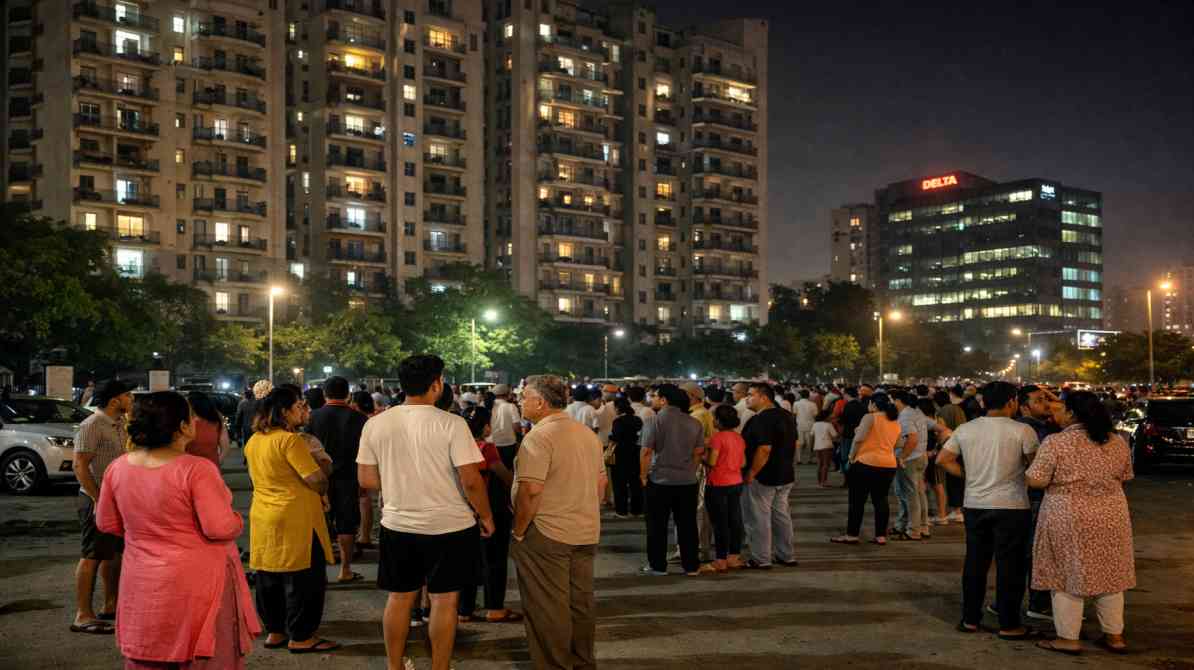 रात में आए भूकंप के झटकों के बाद दिल्ली-NCR में लोग खुले स्थानों पर इकट्ठा हुए