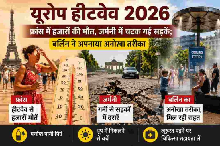 यूरोप हीटवेव 2026| फ्रांस में हजारों मौतें, जर्मनी में सड़कें फटीं, गर्मी से निपटने के नए उपाय