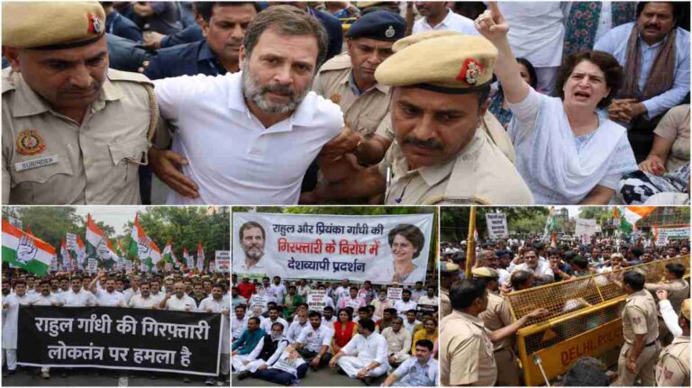 राहुल गांधी हिरासत पर कांग्रेस का राष्ट्रव्यापी प्रदर्शन, कई राज्यों में विरोध