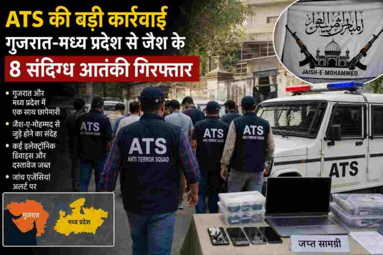ATS कार्रवाई| गुजरात और मध्य प्रदेश से जैश के 8 संदिग्ध गिरफ्तार, जांच एजेंसियां सतर्क